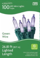 Holiday Home 100 ct Green Wire LED Mini Christmas Lights - Purple Perspective: Main