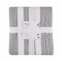 Everyday Living® Microfiber Striped Quilt King - Grey/White Perspective: Main