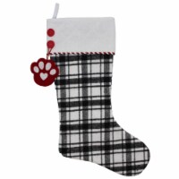 Holiday Home Plaid Paw Print Christmas Stocking Holiday Decoration