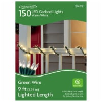 Holiday Home 9' Green Wire LED Garland Christmas Lights - White