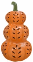 Holiday Home 20" Triple Stacked Orange Pumpkin Halloween Décor Perspective: Main