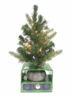 Holiday Home Mini Christmas Christmas Tree with Ornaments and Lights - Blue / Silver / Gunmetal