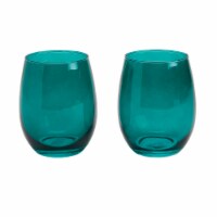 Holiday Home Green Tint Stemless Wine Glass Perspective: Main