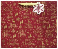 Holiday Home Merry Christmas Gift Bag - Red/Gold