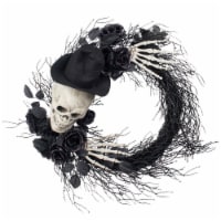 Holiday Home 22" Skeleton Hat Wreath Halloween Decor