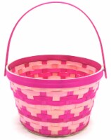 Holiday Home Easter 8.5” Two Tone Bamboo Basket - Pink Perspective: Main
