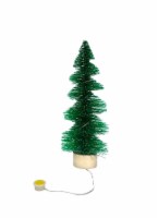 Holiday Home 13.2" Bottle Brush Christmas Tree with Light - Green