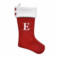 Holiday Home Knit Monogram E Christmas Stocking Holiday Decoration - Red