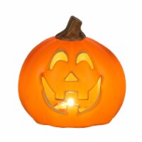 Holiday Home 5.25" Orange Excited Pumpkin Light Up Halloween Décor Perspective: Main