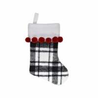 Holiday Home Mini Plaid Stocking Christmas Decoration - Black and White