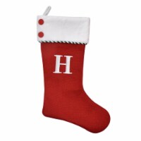 Holiday Home Knit Monogram H Christmas Stocking Holiday Decoration - Red Perspective: Main
