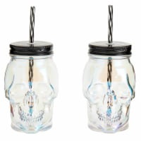 Holiday Home Clear Iridescent Spooky Skull Sipper - 2 Count Perspective: Main