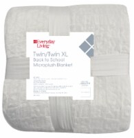 Everyday Living Bight White Microplush Checker Floral Blanket Perspective: Main