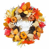 Holiday Home LED Fall Welcome Wreath Perspective: Main