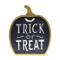 Holiday Home 10.6" Gold Trick or Treat Pumpkin Halloween Décor Perspective: Main