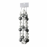 Holiday Home 6' Silver and White Glitter Ball Garland Christmas Holiday Decoration Perspective: Main