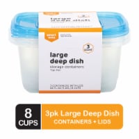 Smart Way™ BPA-Free Plastic  Large Deep Dish Food Storage Container - 3 pack
