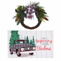 Holiday Home 20" Holiday Wreath and Truck Doormat