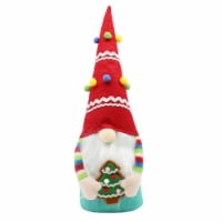 Holiday Home Red Hat Gnome Holding Tree Christmas Décor Perspective: Main