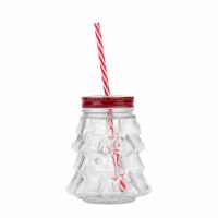 Holiday Home Christmas Figural Tree Sipper Drinking Glass - Clear