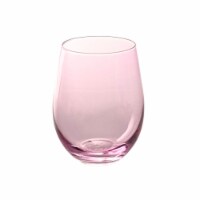 Holiday Home Valentine's Day Pink Tint Stemless WIne Glass Perspective: Main