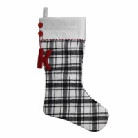 Holiday Home Plaid Monogram K Christmas Stocking Holiday Decoration