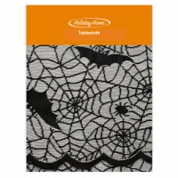 Holiday Home Lace Web & Bats Halloween Tablecloth Perspective: Main
