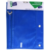 Office Works Blue Mesh 2 Pocket Pencil Pouch