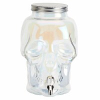 Holiday Home Clear Iridescent 4L Glass Skull Halloween Beverage Dispenser Perspective: Main