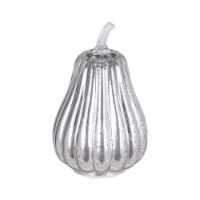 Holiday Home 9" Silver LED Mercury Glass Pumpkin Fall Décor Perspective: Main
