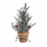 Holiday Home Snow Crested Tree with Burlap Pot Christmas Décor
