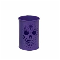 Holiday Home 5" Day of the Dead Purple Metal Candle Holder - Dia de Los Muertos Perspective: Main