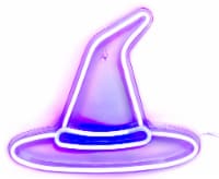 Holiday Home LED Neon Witch Hat Hanging Sign Halloween Decor Perspective: Main