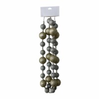 Holiday Home 6' Champagne and Silver Glitter Ball Garland Christmas Holiday Decoration Perspective: Main