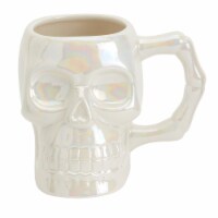 Holiday Home 18 oz Sculptural White Iridescent Skull Halloween Mug Perspective: Main