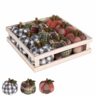 Holiday Home Fabric Pumpkin in Wood Tray Fall Decor Perspective: Main