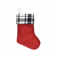 Holiday Home Mini Plaid Stocking Christmas Decoration - Red