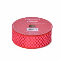 Holiday Home® 1.5" Wire Edge Satin Checkerboard Ribbon - Red Perspective: Main