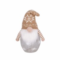 Holiday Home 11" LED Crackle Glass Gnome Christmas Décor - Tan Snowflake