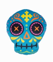 Holiday Home Halloween Day of the Dead Large Blue Skull Plush - Dia de Los Muertos Perspective: Main