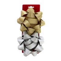 Holiday Home Silver & Gold Glitter Star Christmas Gift Bow Enchanted Perspective: Main