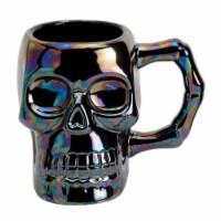 Holiday Home 18 oz Sculptural Black Iridescent Skull Halloween Mug Perspective: Main