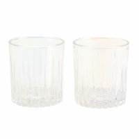 Holiday Home Iridescent Ridged Double Old Fashioned Glass Set Perspective: Main