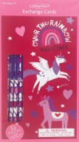 Holiday Home Valentine's Day Exchange Cards Unicorn with Pencils Perspective: Main