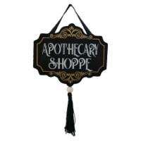 Holiday Home Black Apothecary Shoppe Wall Tassel Sign Halloween Decor Perspective: Main