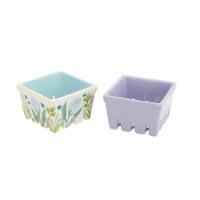 Holiday Home Easter Blue Bunny Ceramic Berry Basket - Assorted Perspective: Main