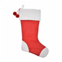 Holiday Home Stripe Knit Stocking Christmas Decoration - Red