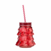 Holiday Home Christmas Figural Tree Sipper Drinking Glass - Red