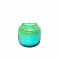 HD 6oz Iridescent Short Rounded Glass Candle Green Perspective: Main
