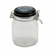 Holiday Home Day of the Dead Clamp Jar- Blue Skull Perspective: Main